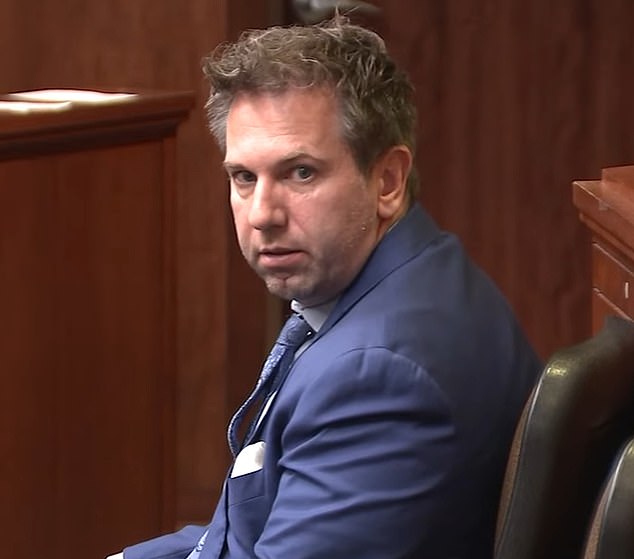 Beckerink, seen here in court, was sentenced to 93 days in jail and two years probation for beating up his wife before she died in mysterious circumstances