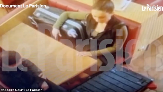 CCTV footage shows the moment Dahbia Benkired allegedly opened the suitcase  she is said to have stuffed Lola into while sitting in a busy Paris bar
