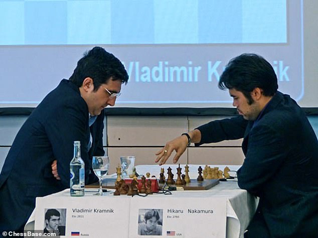 World No 2 Hikaru Nakamura (right), also accused of cheating by Kramnik (left), offered his view in the wake of the tragedy: ‘Kramnik can go f*** himself and rot in hell.’