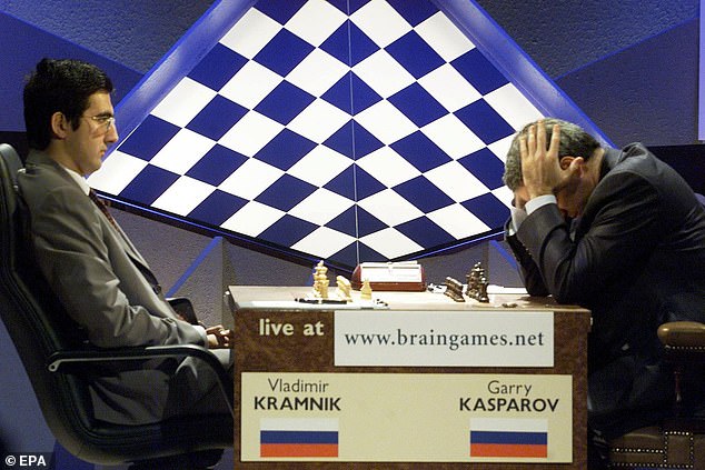 Kramnik on his way to defeating Garry Kasparov to win the 2000 world championship in Hammersmith, west London