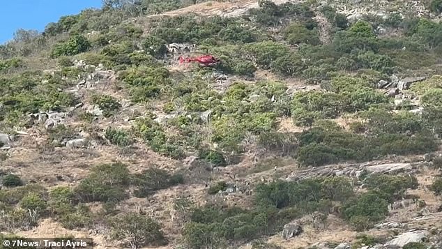 A helicopter is seen during search efforts on Lizard Island