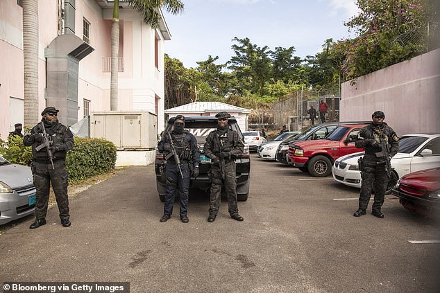 The Royal Bahamas Police Force (pictured) announced on Wednesday that eight Americans have been arrested