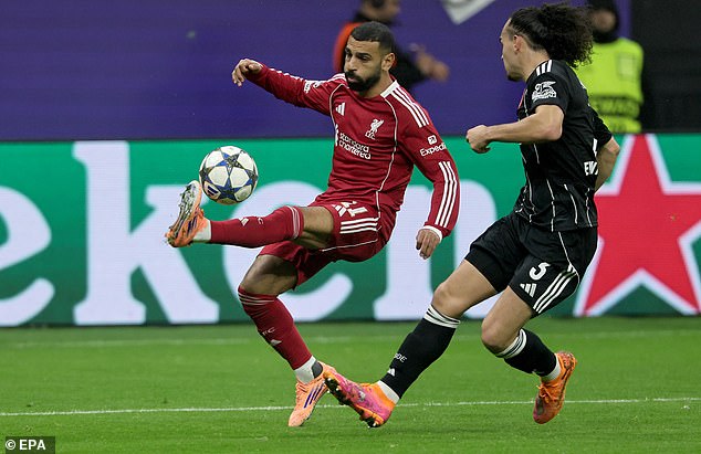 Mo Salah was dropped to the bench by Slot and came on as a late substitute with the game won
