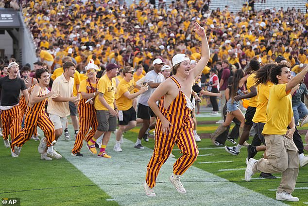 Arizona State fans rushed the field after their upset win over Texas Tech on Saturday