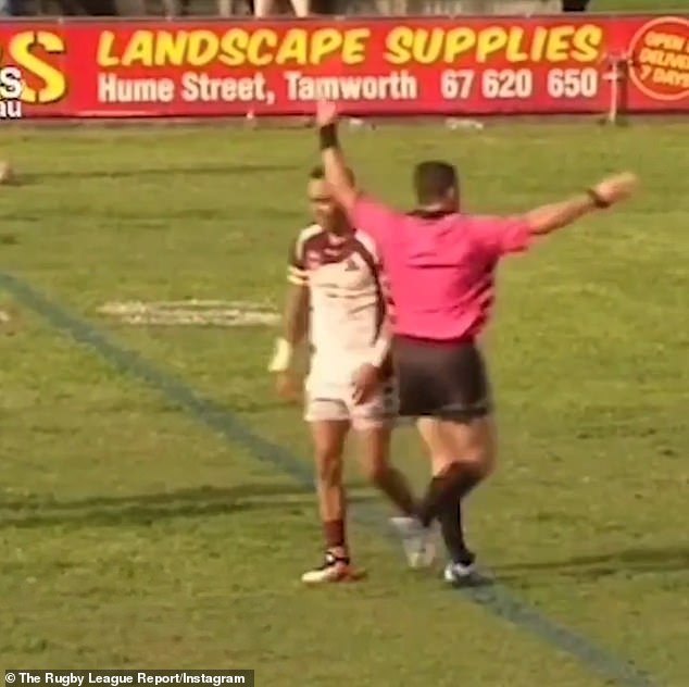 Nean walked past the referee and appeared to lightly brush his arm on his way back to his teammates