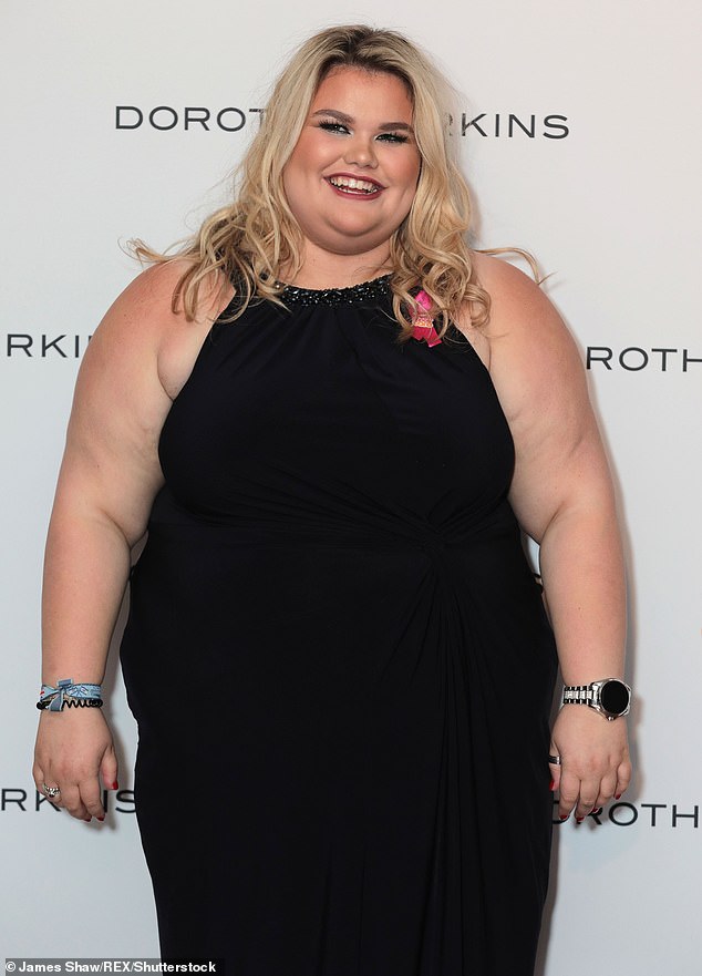The TV star, 25, previously revealed she had dropped three dress sizes in a year as she shared a comparison snap (pictured in 2018)