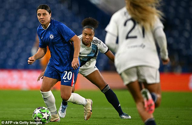 Carpenter was elated to join Sam Kerr (left) at Chelsea, with the pair looming as key figures when the Matildas tackle Wales and England in upcoming international games