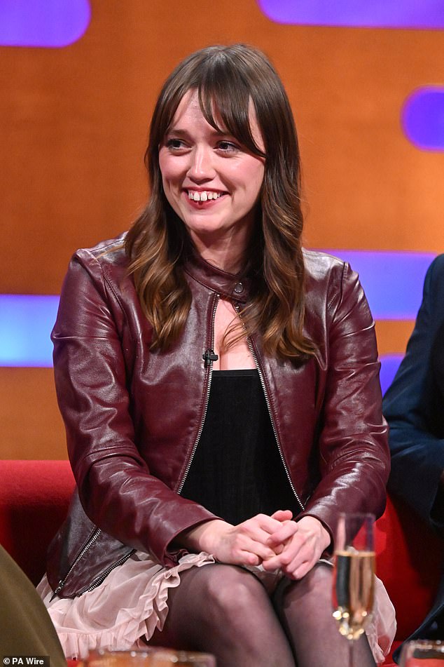 Aimee Lou Wood, (pictured) was left chuckling on Friday's Graham Norton Show when Malala Yousafzai told her she binge-watched her show and 'learned so much'