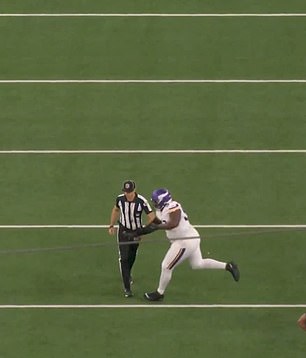 An NFL referee received medical treatment after colliding with a 307lbs Vikings lineman