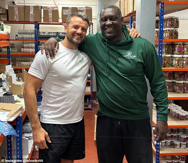 He has worked with a range of sporting and celebrity 'influencers' to promote his product (pictured with Emile Heskey)
