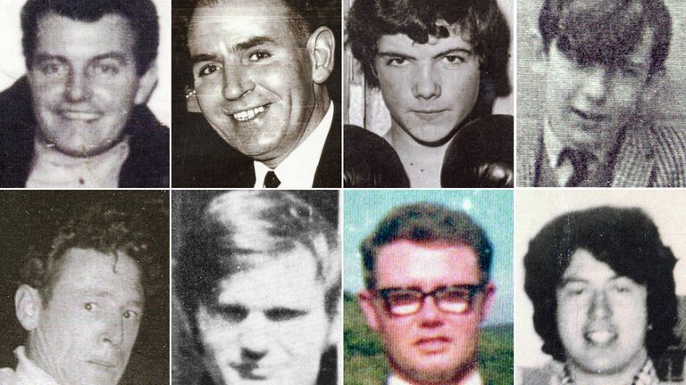 Bloody Sunday victims: (top, l-r) Patrick Doherty, Bernard McGuigan, John 'Jackie' Duddy and Gerald Donaghey, (bottom l-r) Gerard McKinney, Jim Wray, William McKinney and John Young