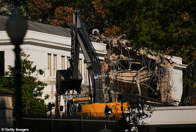 A photograph from Tuesday shows the East Wing of the White House being quickly torn down to make way for President Donald Trump's $250 million ballroom. Alumni from the Nixon administration had tried to stop this 'devastation' before demolition started on Monday