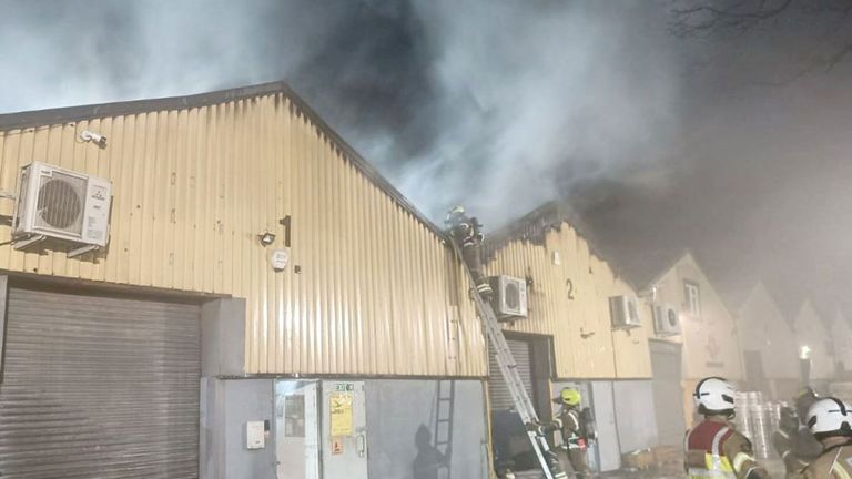 Two units in the Cromwell Industrial Estate were set on fire in March 2024. Pic: London Fire Brigade