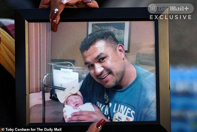 The grieving grandmother of missing Melodee Buzzard, 9, shared a heartbreaking photo with Daily Mail of her late son, Rolando Rubiell 'Pinoy' Meza, cradling his now-missing daughter just six months before he died in a car crash