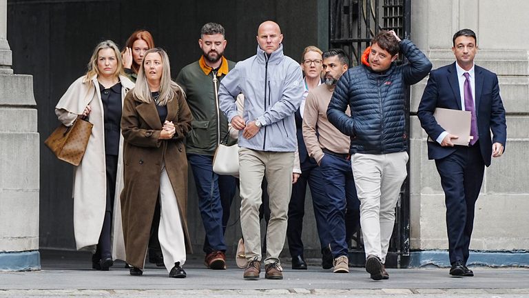 Families of the victims with their legal team arrive at Liverpool Town Hall for the Southport Inquiry.
Pic: PA