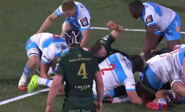 Jan-Hendriks Wessels (number 2) has been banned for nine weeks for grabbing the genitals of Josh Murphy (seen lifting his hand to strike in retaliation)