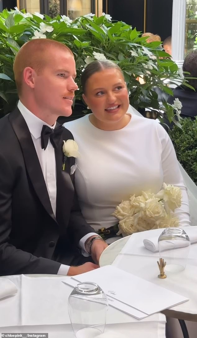 AFL star Toby Pink's wife Chloe has revealed the reason why the couple decided to have their wedding photographs retaken