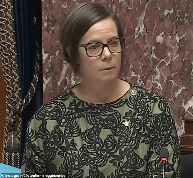 British Columbia Legislative Assembly member Stephanie Higginson (pictured) said she is 'deeply concerned' about 'explicitly discouraging drug use' in schools