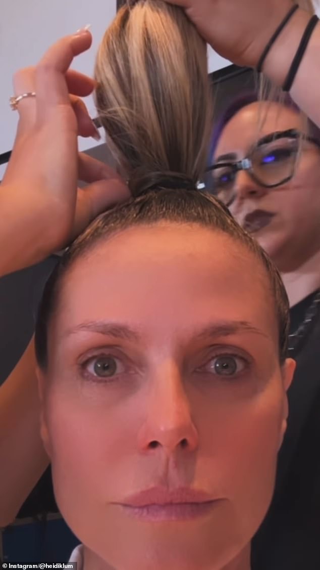 The cover girl was also seen getting her hair tied up in a new video to Instagram