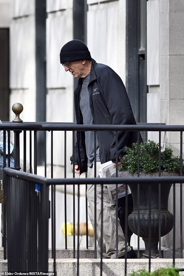 The Limitless star rounded out his ensemble with dark-rimmed sunglasses and a black knit cap