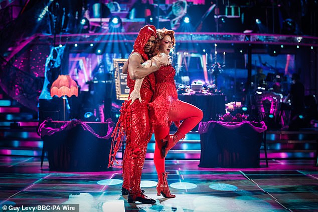 Alex Kingston also blew the judges away with a red hot devil-themed Salsa to Mousse T's Horny
