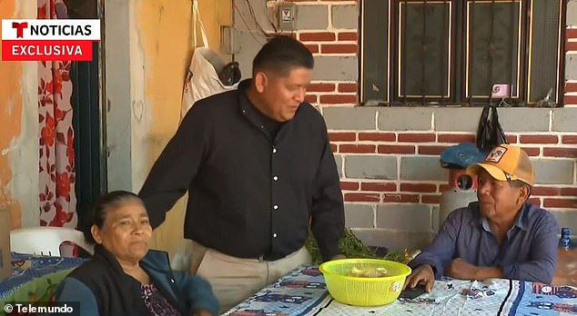 Juarez is pictured with other family members now he is back in Puebla, Mexico