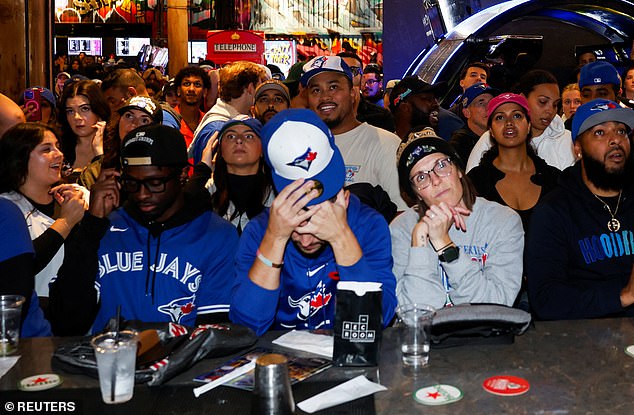 Blue Jays supporters could not believe their eyes after their dramatic loss to the Dodgers