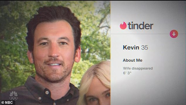 Meanwhile Teller's character wasted no time opening a Tinder account