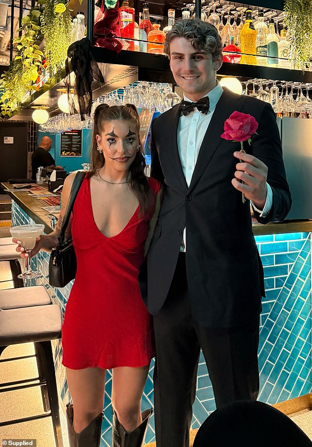 Another image shows Charlie posing alongside a female companion in a bar