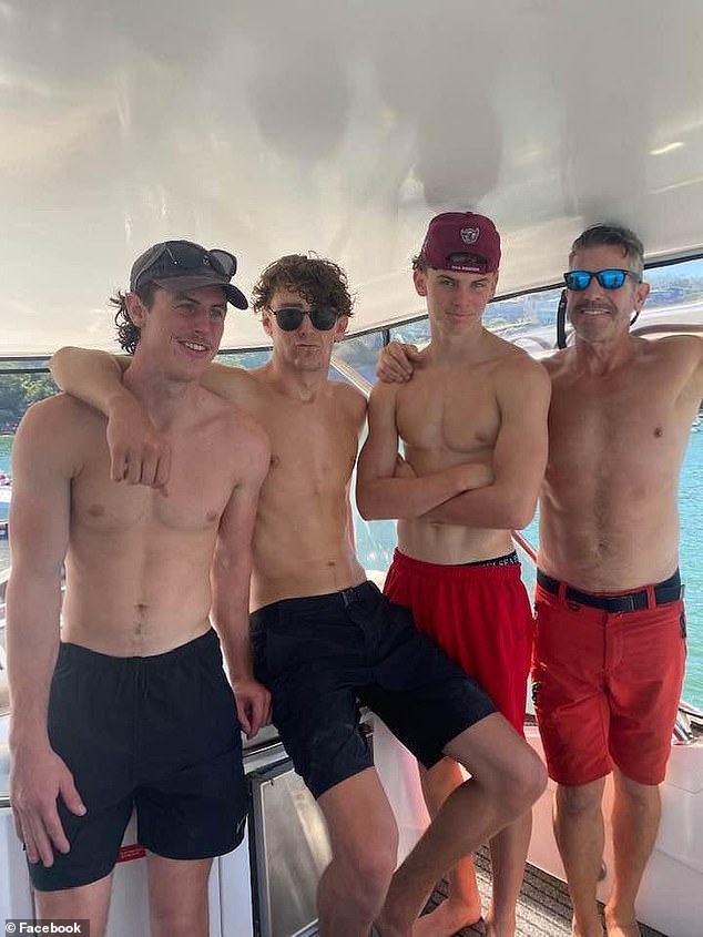 Bear has three boys with his late wife, Audrey - Declan, 17, Jack, 20, and Charlie, 21. All Pictured with Bear