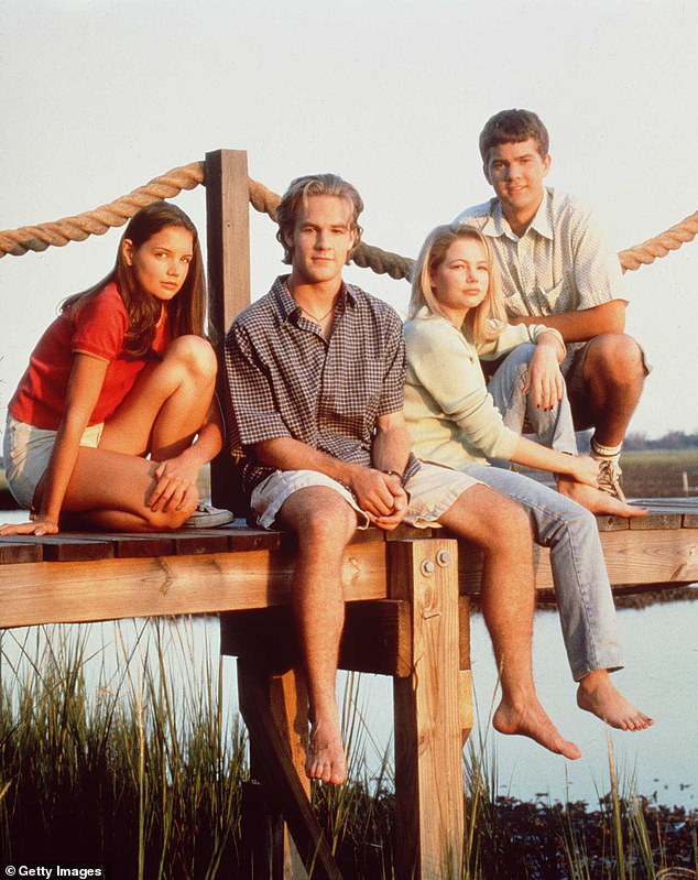 He previously starred as the leading character, Dawson Leery, for all six seasons from its debut in 1998 up until the finale in 2003; pictured from left to right in a 1997 portrait: Katie Holmes, James Van Der Beek, Michelle Williams and Joshua Jackson