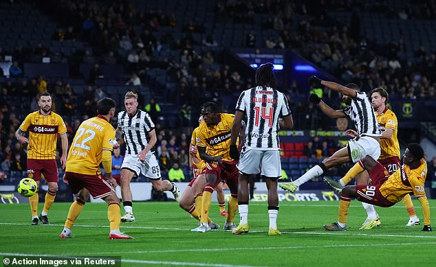 Mikael Mandron opens the scoring for St Mirren with a predatory finish after 25 minutes