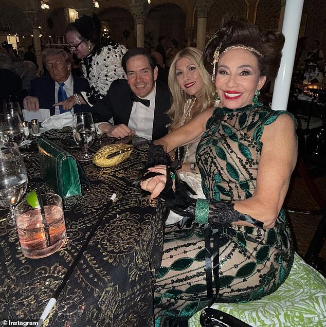Guests shared photos of their 1920s-inspired outfits including Pirro's glittering green gown and Jeanette Rubio's silky white dress and long pearls