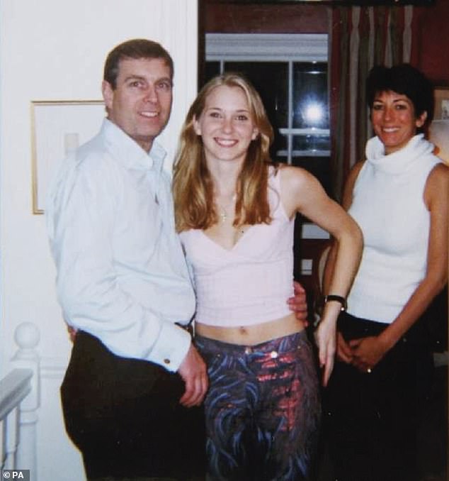 Andrew, Virginia Giuffre and sex trafficker Ghislaine Maxwell in a photo reportedly taken in 2001, when Giuffre was 17 years old