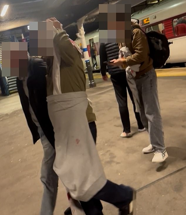 He was assisted by another passenger while one person could be heard shouting, 'Is he okay?'