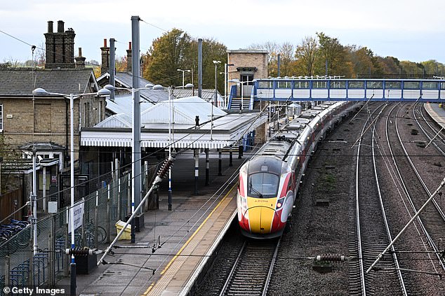 Witnesses who were onboard when the Huntingdon train attack unfolded have recalled the terrifying scenes (Pictured: The train still parked on the platform on Sunday morning)
