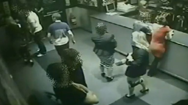 CCTV of Allan, in the striped t-shirt, inside Styx nightclub. Pic: Police Scotland