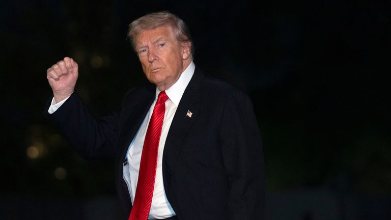 Donald Trump was asked about Andrew losing his titles while on Air Force One. Pic: AP