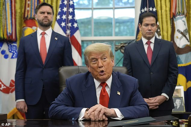 He then named Vice President JD Vance and Secretary of State Marco Rubio (pictured in January 2025)