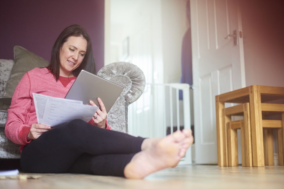 Customer looks at letter