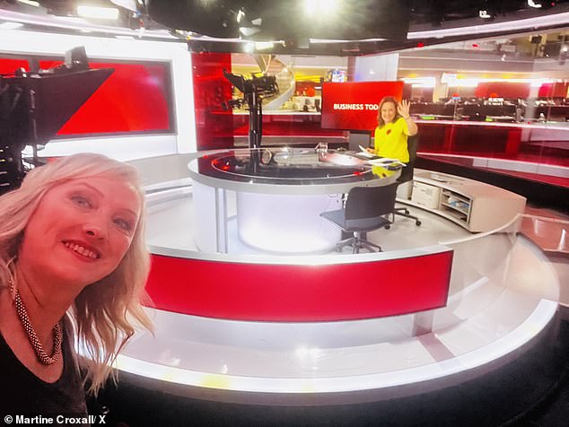She posted a picture of herself yesterday morning, smiling into the camera with her colleague Sally Bundock sitting behind the newsdesk as the duo prepared to go live on air