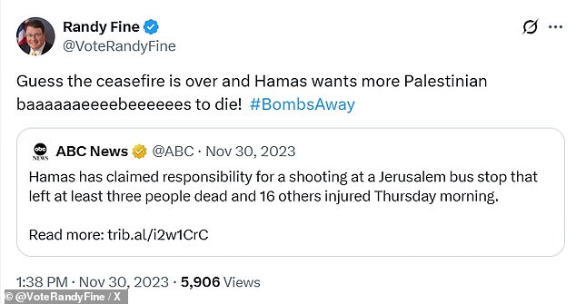 Carlson slammed GOP Rep. Randy Fine for celebrating the killing of Palestinian babies