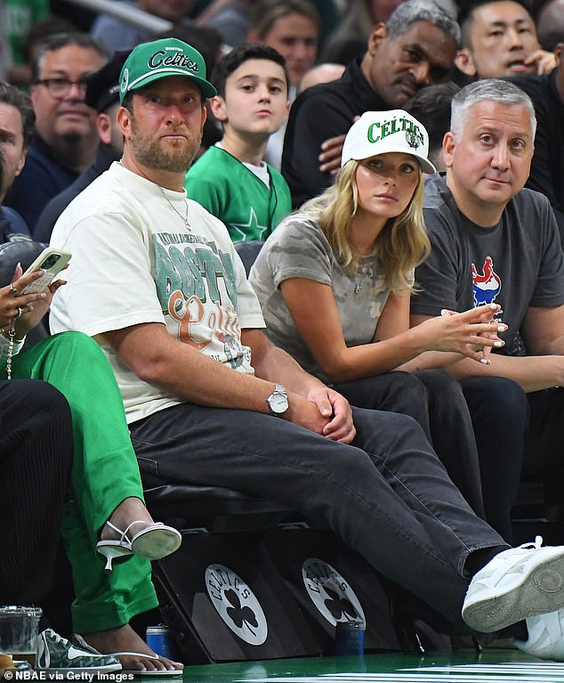 Swampscott, Massachusetts-native Dave Portnoy and Camryn D'Aloia attend a playoff game between his Celtics and Zohran Mamdani's Knicks in Boston