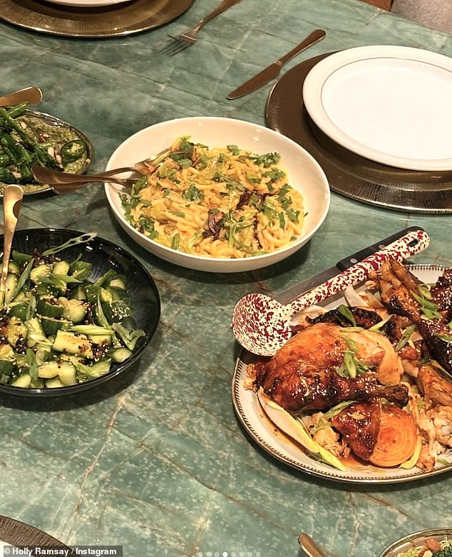 Another photo showed a beautifully arranged table featuring delicious food