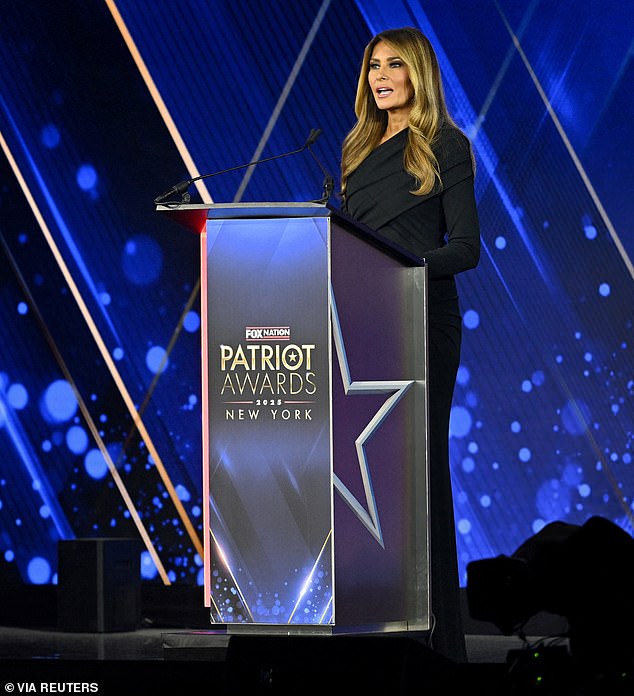 'Melania paused before speaking to control the room and her delivery was as unhurried as her deportment,' James said