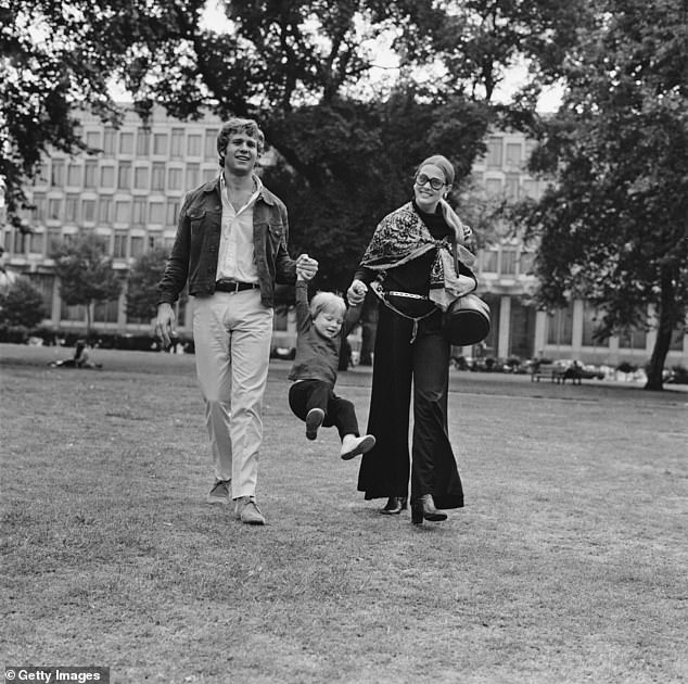 The former couple with their son Patrick in London in 1969