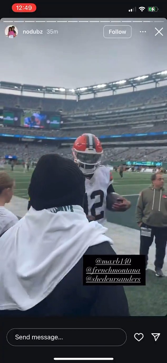 The rapper was even seen chopping it up with Browns QB Shedeur Sanders before the game