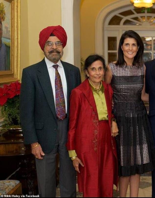 Nikki Haley with her parents in a Father's Day Post to her Facebook Account in 2017