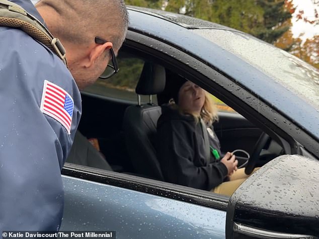 Video showed Forslund wailing, hyperventilating and begging for mercy after being stopped by ICE. She told the agent: 'Please, give me a warning. I have kids. I'm just a mom. I am just a mom'