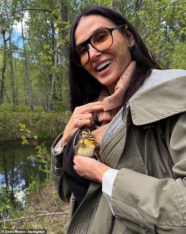 During her appearance on The Late Show, Demi opened up to host Stephen about her love of animals, including her recent foray into caring for ducklings (seen)